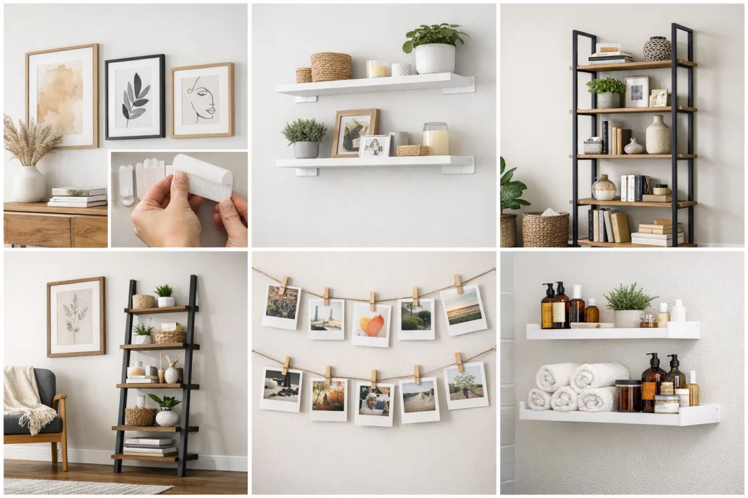 Duvar Delmeden Dekorasyon Fikirleri-Çivi Kullanmadan Tablo ve Raf Çözümleri